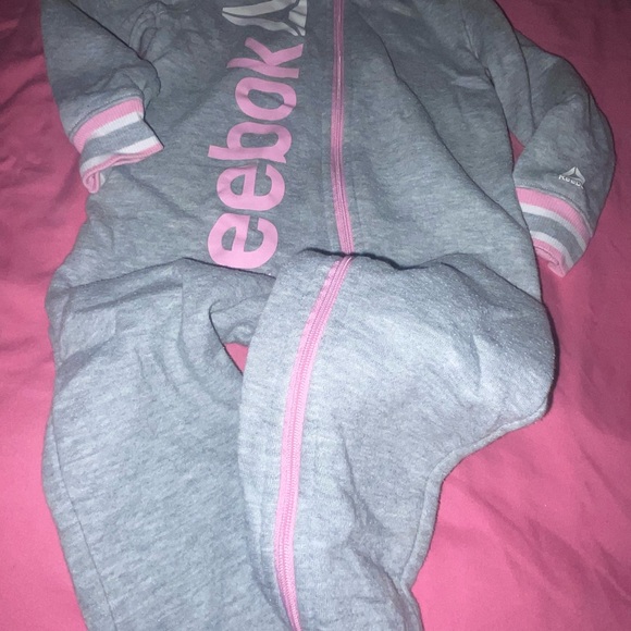 Reebok Kids One Piece in Gray with Pink Accents - Picture 2 of 4
